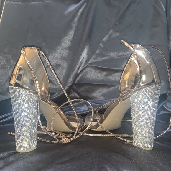 LALA IKAI Rose Gold Wrap Sandals Bling 43 - Picture 2 of 9